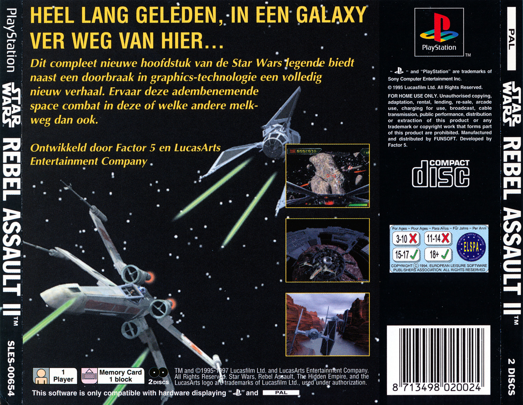Jeu PS1 Star Wars Rebel Assault II : The Hidden Empire – Version PAL, Bon état